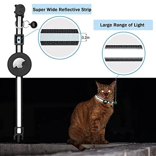 vyaji Airtag Cat Collar with Silicone Holder & Bell - Adjustable Nylon Breakaway Collar - Multicolor (4-Pack) thumbnail 4