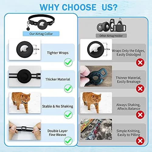 vyaji Airtag Cat Collar with Silicone Holder & Bell - Adjustable Nylon Breakaway Collar - Multicolor (4-Pack) thumbnail 5