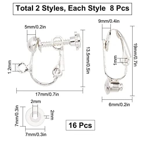 SUNNYCLUE Jewelry Findings 16pcs Silver Non Pierced Earring Converters | Easy to Use & Marine Style Design thumbnail 2