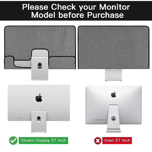 CaSZLUTION Monitor Dust Cover for Apple Studio Display 27 Inch | Oxford Cloth + Polyester, Gray thumbnail 4