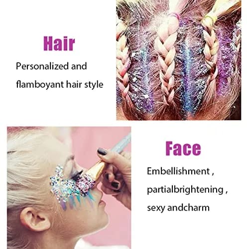 MEICOLY Green Chunky Glitter Gel 50ml (1.7 Fl Oz) | Self-Adhesive Face Body Hair Glitter for Festivals thumbnail 9