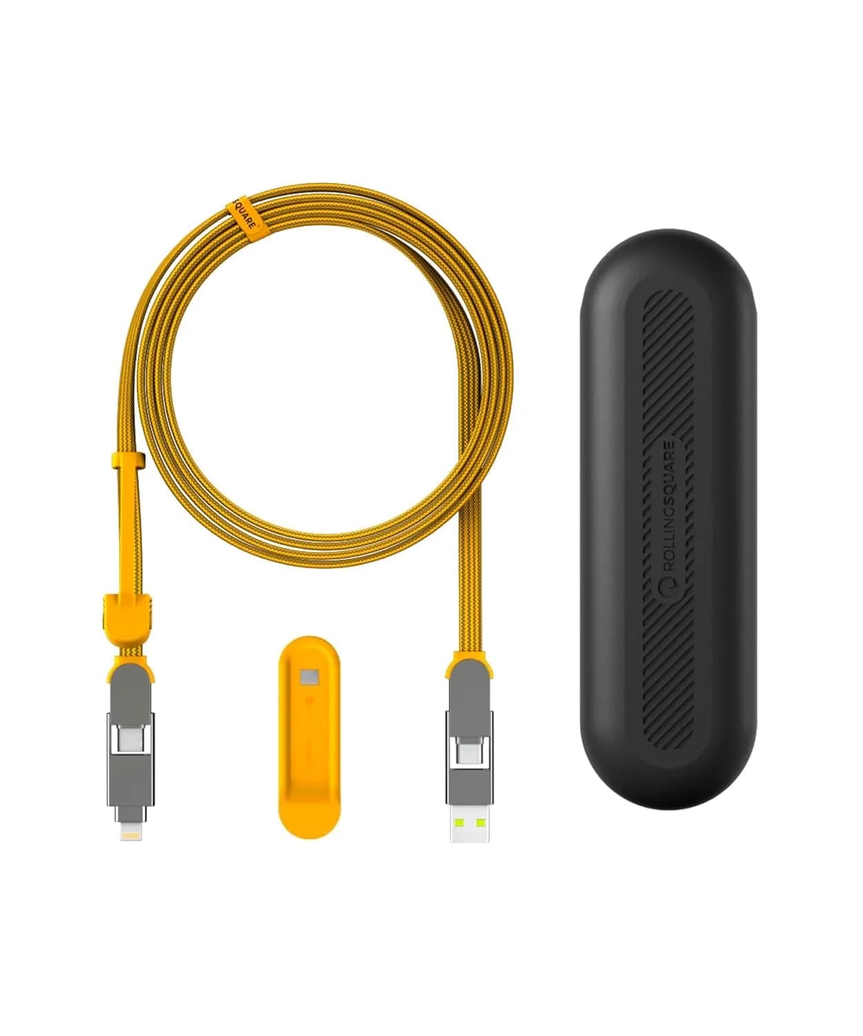 Rolling Square inCharge XL 6-in-1 Multi Charging Cable 2m | 100W Ultra-Fast Power, Portable USB & USB-C — Yellow