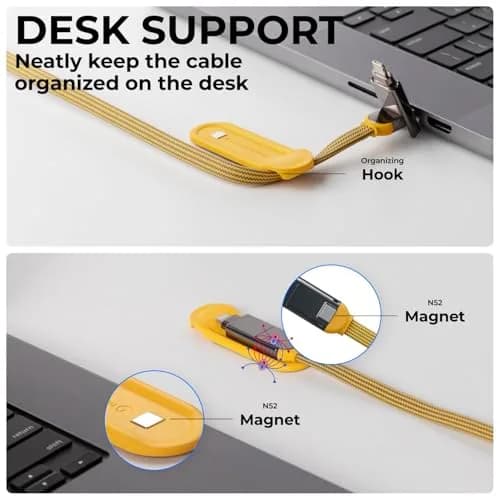 Rolling Square InCharge XL 2m USB C Lightning & Micro USB Cable | 100W Fast Charging, Yellow thumbnail 5