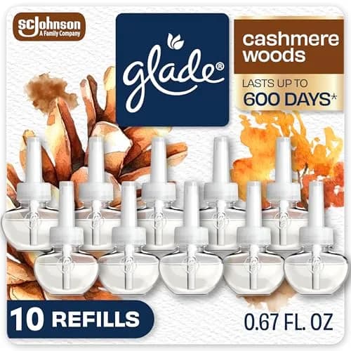 Glade PlugIns Refills Air Freshener, Cashmere Woods Scent, 10 Count | Essential Oils for Home & Bathroom thumbnail 1