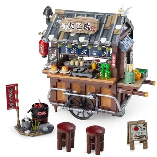 OundarM Japan Street View Mini Restaurant Takoyaki Trolley Building Set 951 Pcs | Architecture Model Kit for Teens & Adults thumbnail 1