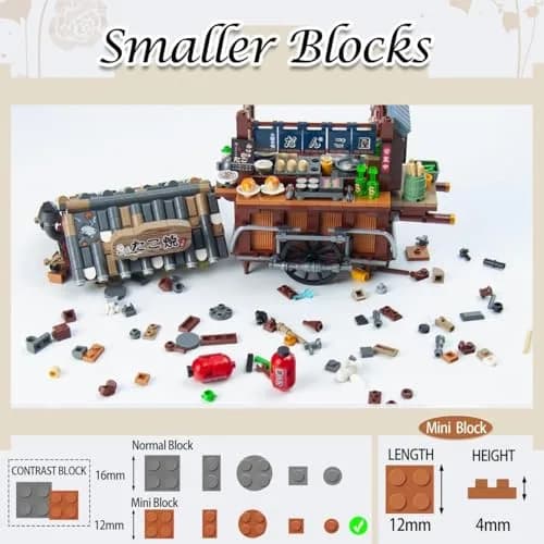 OundarM Japan Street View Mini Restaurant Takoyaki Trolley Building Set 951 Pcs | Architecture Model Kit for Teens & Adults thumbnail 3