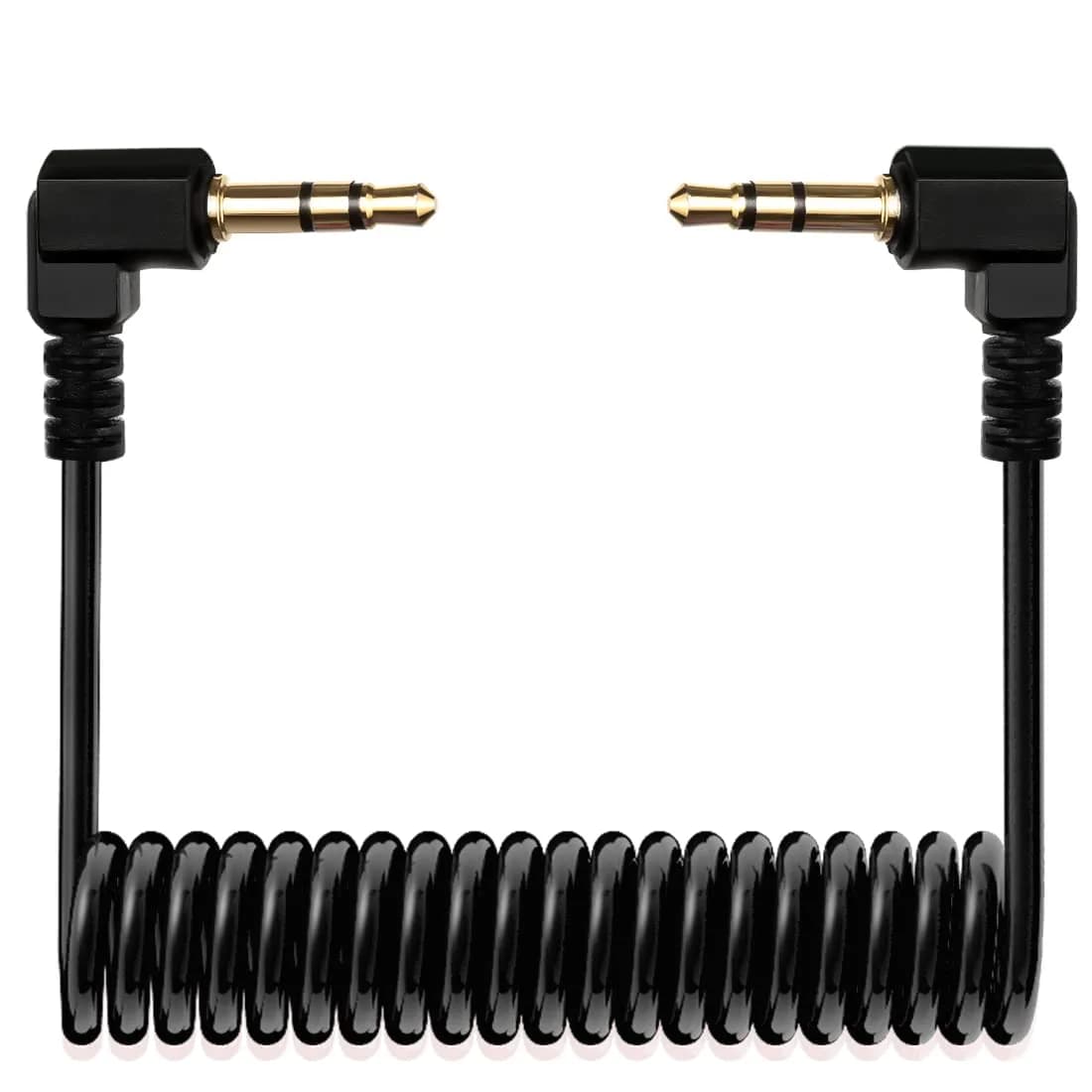 COCOMK Coiled 3.5mm TRS to TRS Microphone Patch Cable 80cm (32") Red | High Fidelity Sound for Cameras & Audio Devices — Black