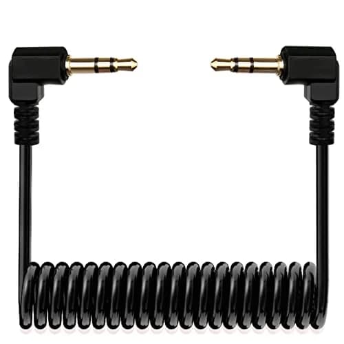 COCOMK 3.5mm TRS Microphone Patch Cable, Black | 80cm Coiled Aux Cord for Audio Devices thumbnail 1