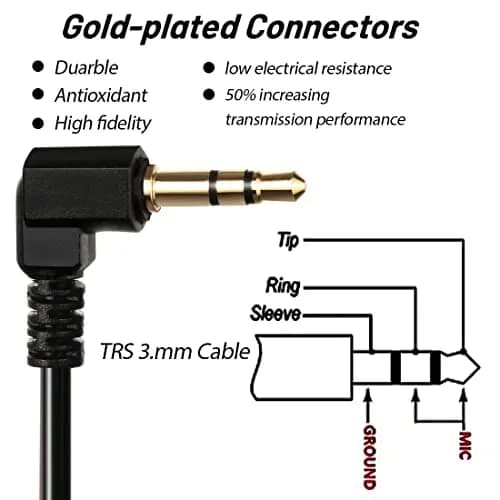 COCOMK 3.5mm TRS Microphone Patch Cable, Black | 80cm Coiled Aux Cord for Audio Devices thumbnail 4