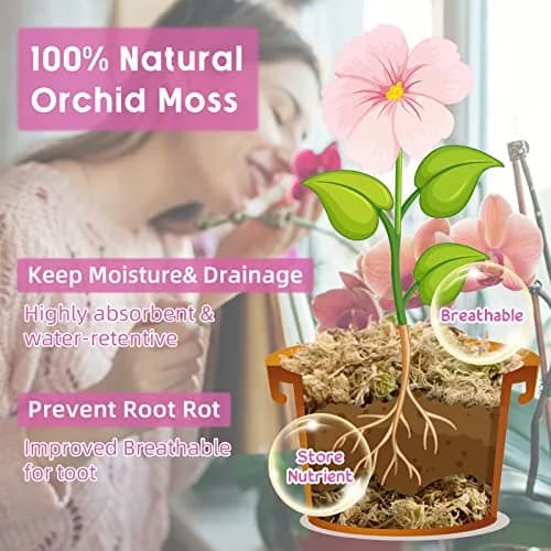 Legigo 14oz Sphagnum Moss for Plants | Natural Long Fibers Orchid Moss, 16QT thumbnail 3