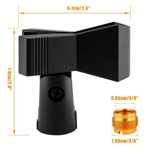 Coufce Universal Microphone Clip Holder with Adapter (2-Pack, Black) thumbnail 5
