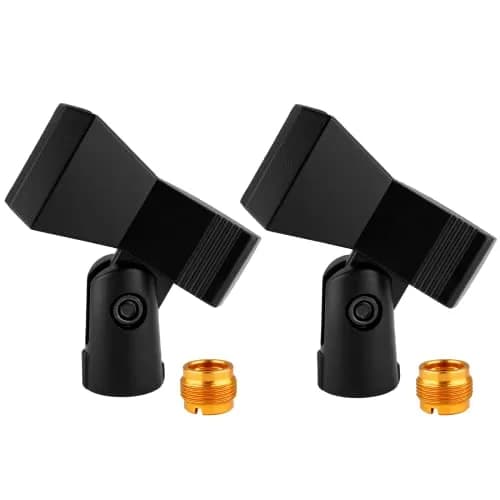 Coufce Universal Microphone Clip Holder with Adapter (2-Pack, Black) thumbnail 2