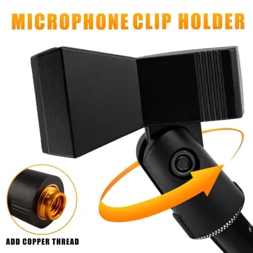 Coufce Universal Microphone Clip Holder with Adapter (2-Pack, Black) thumbnail 3