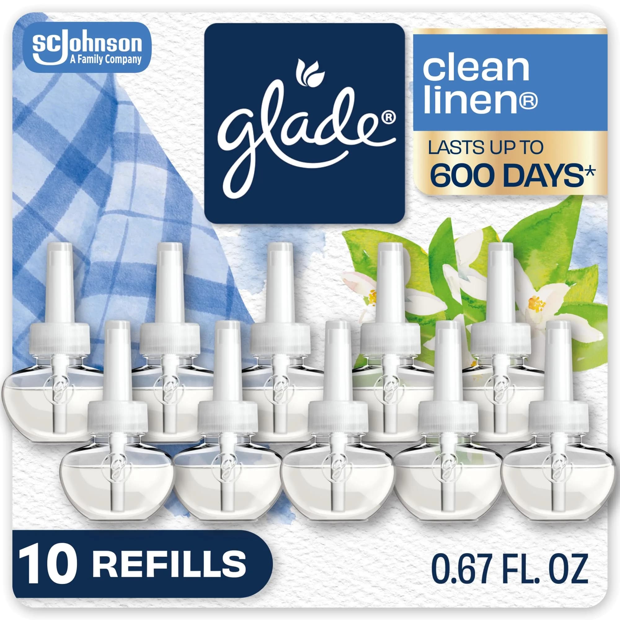 Glade PlugIns Air Freshener Refills Clean Linen 10 Count | Long-Lasting Home Fragrance - main product image