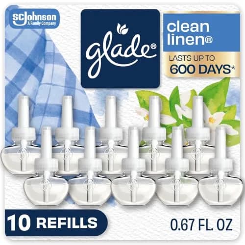 Glade PlugIns Air Freshener Refills Clean Linen 10 Count | Long-Lasting Home Fragrance thumbnail 1