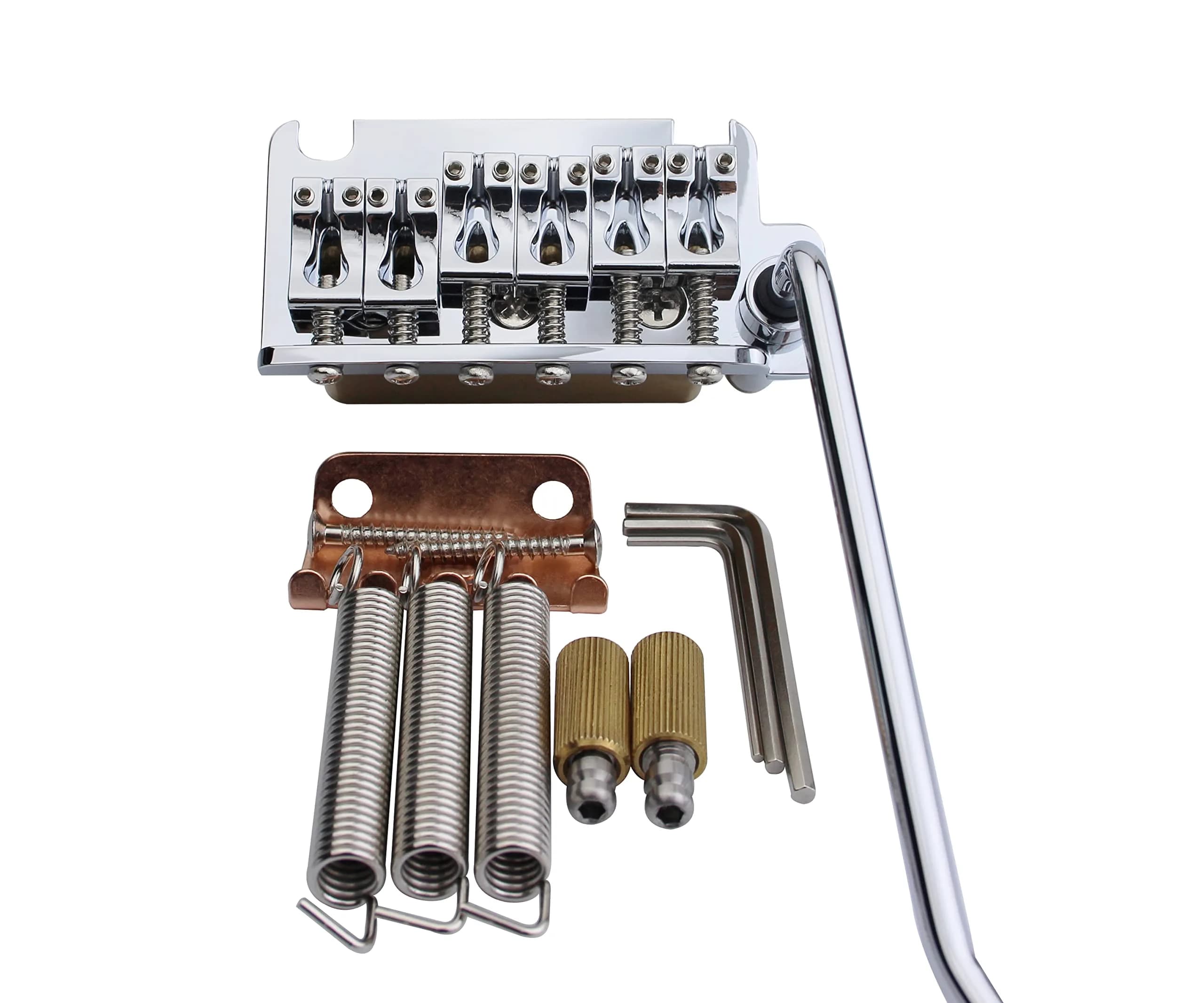 Guyker Non-locking 2 Point Guitar Tremolo Bridge 83.2 x 40.3mm | CNC Machined Brass Block for ST Electric Guitar — Chrome