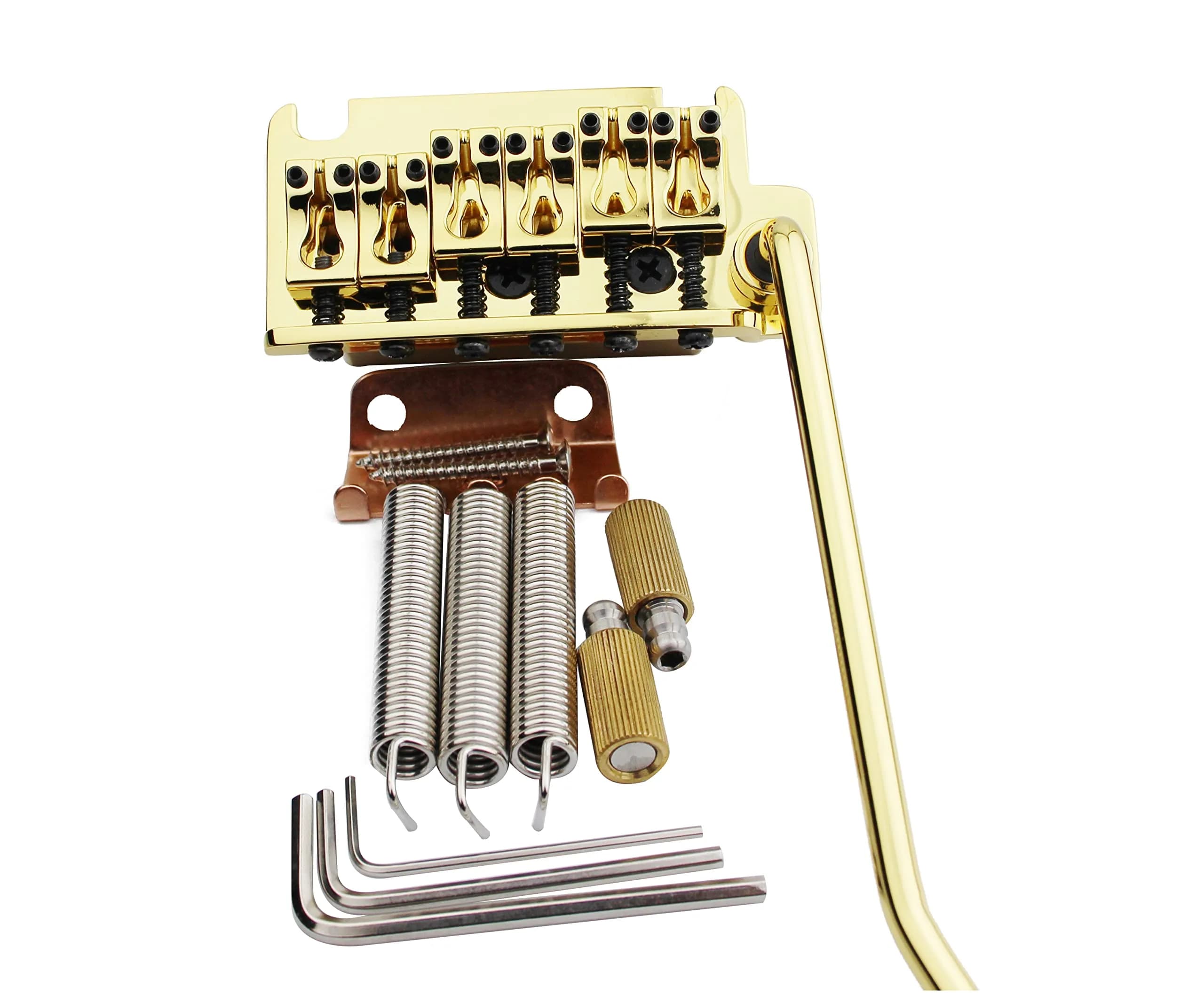 Guyker Non-locking 2 Point Guitar Tremolo Bridge 83.2 x 40.3mm | CNC Machined Brass Block for ST Electric Guitar — Gold