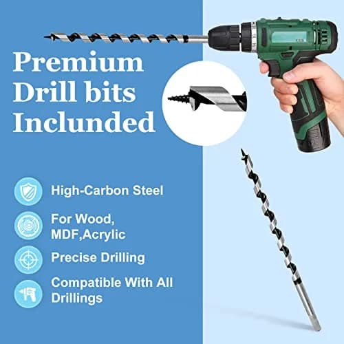 Masendelk 13mm x 300mm Wood Auger Drill Bit with 11mm Hex Shank | Precision Holes in Hardwood & Softwood thumbnail 3