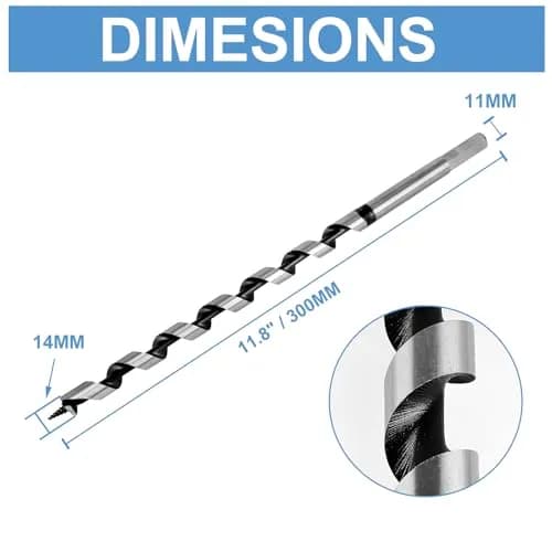 Masendelk 14mm x 300mm (9/16" x 12") Wood Auger Drill Bit with 11mm Hex Shank | For Hardwood, Softwood, MDF & Tree Stumps thumbnail 5