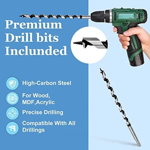 Masendelk 14mm x 300mm (9/16" x 12") Wood Auger Drill Bit with 11mm Hex Shank | For Hardwood, Softwood, MDF & Tree Stumps thumbnail 3