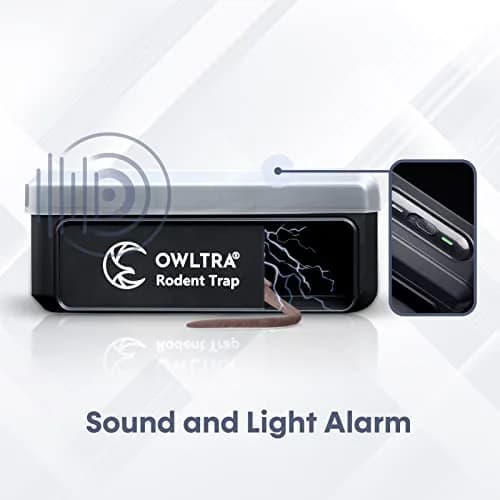 OWLTRA Waterproof Indoor/Outdoor Electric Rodent Trap | Humane, IPX4 Grade, Sound & Light Alarm, Batteries or USB Power, Black thumbnail 4