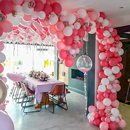 Voircoloria Hot Pink Balloons Garland Arch Kit 130pcs | Assorted Sizes 5-18 Inch thumbnail 4