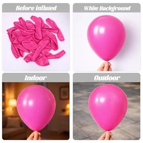 Voircoloria Hot Pink Balloons Garland Arch Kit 130pcs | Assorted Sizes 5-18 Inch thumbnail 3