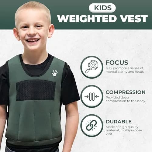SENSORY4U Weighted Vest for Kids, Adjustable Compression Vest with 6 Weights, Medium | Support for Sensory & Active Play thumbnail 4