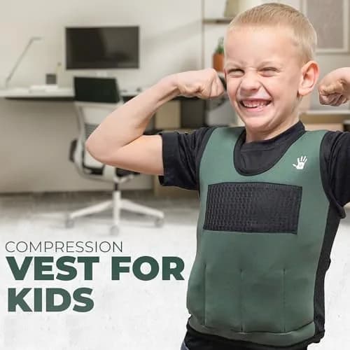 SENSORY4U Weighted Vest for Kids, Adjustable Compression Vest with 6 Weights, Medium | Support for Sensory & Active Play thumbnail 6