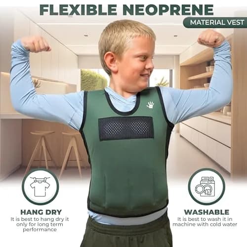 SENSORY4U Weighted Vest for Kids, Adjustable Compression Vest with 6 Weights, Medium | Support for Sensory & Active Play thumbnail 7