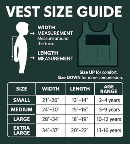 SENSORY4U Weighted Vest for Kids, Adjustable Compression Vest with 6 Weights, Medium | Support for Sensory & Active Play thumbnail 2