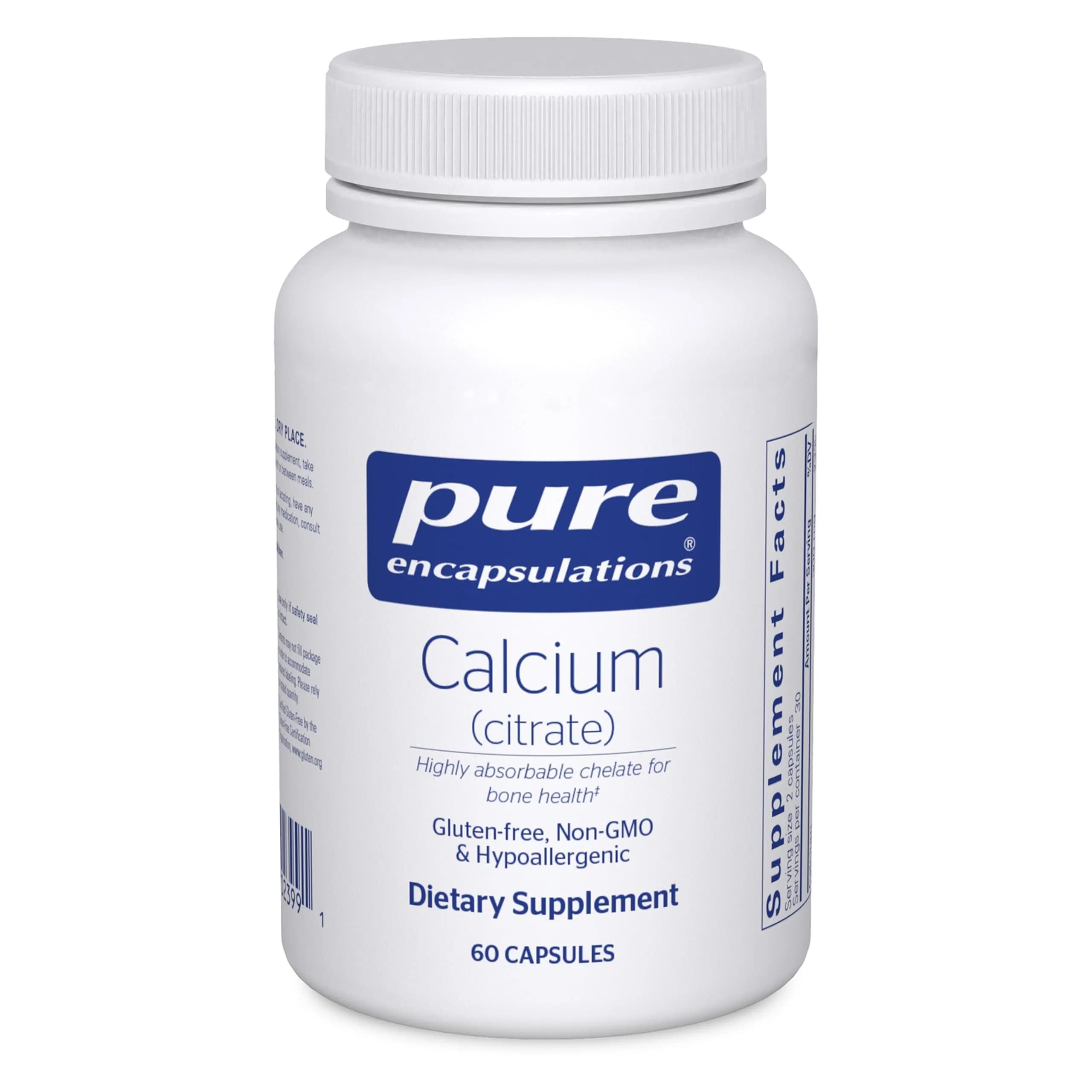 Pure Encapsulations Calcium Citrate 60 Capsules | Supports Bone, Heart, Colon Health - main product image