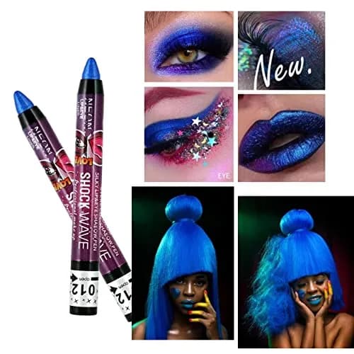 MEICOLY Blue Eyeshadow Stick 2pcs | Metallic Shimmer Crayon for Halloween Makeup thumbnail 6