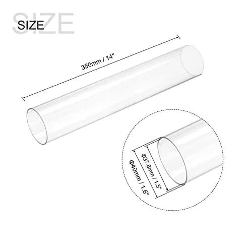 MECCANIXITY Plastic Pipe Rigid Polycarbonate Round Tube Clear 1.5" (37.6mm) ID 1.6" (40mm) OD 14" (350mm) High Impact for Lighting, Models, Water Plumbing thumbnail 2
