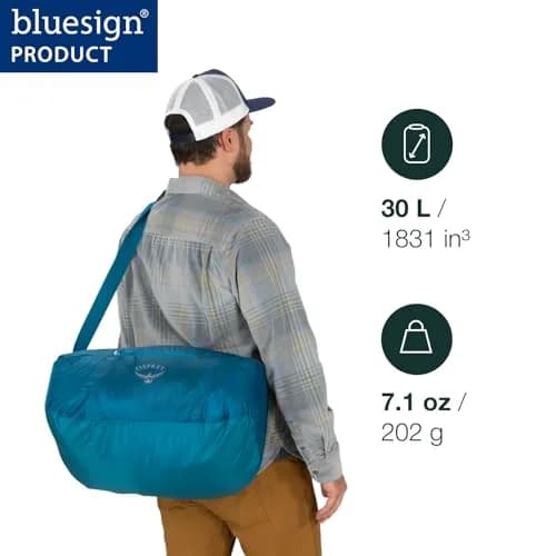 Osprey Ultralight Collapsible Stuff Duffel Waterfront Blue | Compact, Packable Travel Bag thumbnail 2