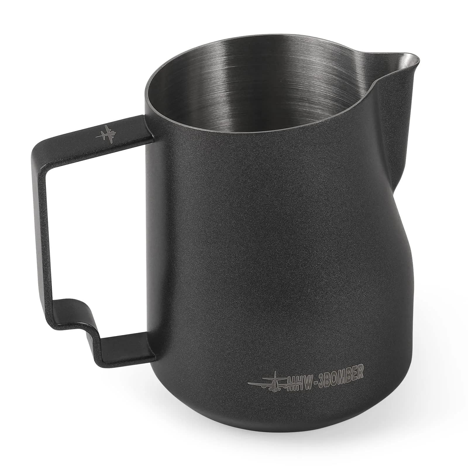 MHW-3BOMBER Milk Frothing Pitcher 450ml (15.2oz) | Stainless Steel Barista Latte Art Jug — Matte Black / 15.2 Ounces