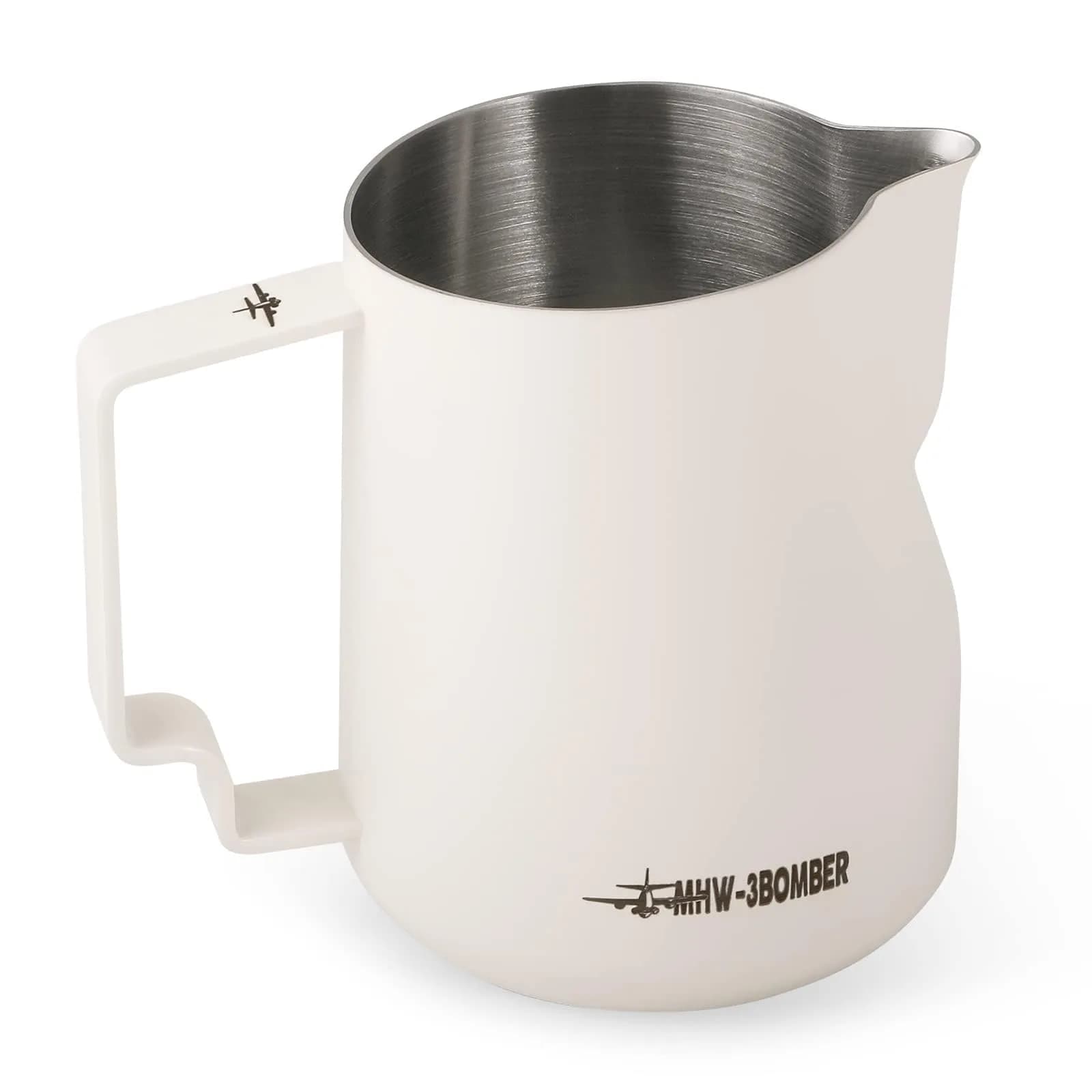 MHW-3BOMBER Milk Frothing Pitcher 450ml (15.2oz) | Stainless Steel Barista Latte Art Jug — Matte White