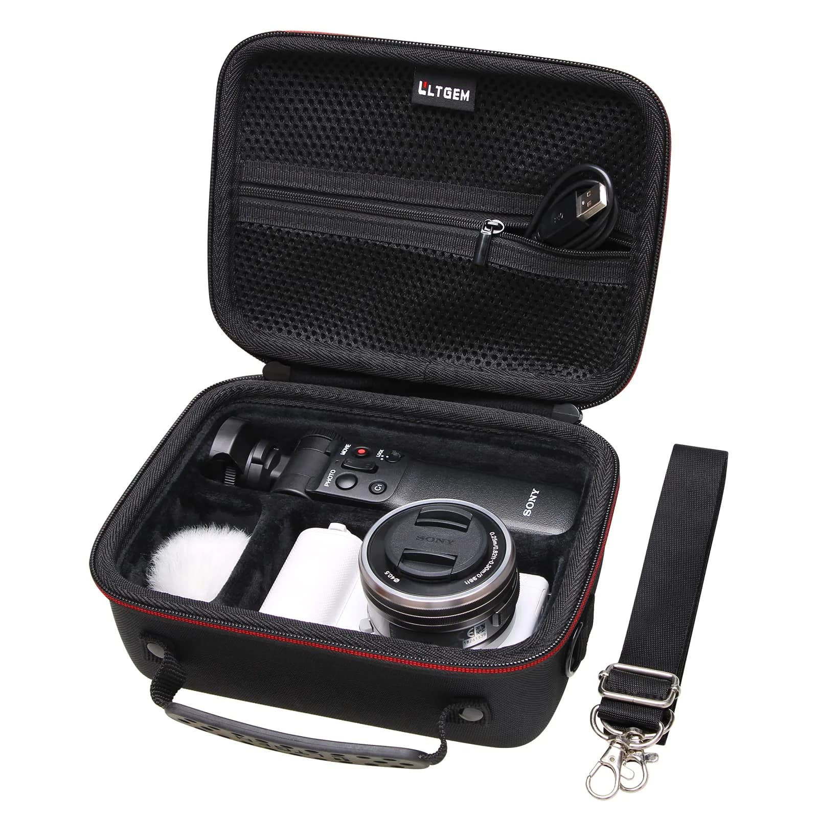 LTGEM Camera Case for Sony Alpha ZV-E10 / ZV-1F / ZV-1 / ZV-1 II Vlog Camera, 20.3cm x 15.2cm x 10.4cm (8" x 6" x 4.1") | Shockproof EVA Travel Bag with Strap - main product image