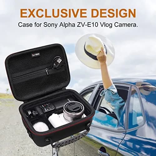 LTGEM Camera Case for Sony Alpha ZV-E10 / ZV-1F / ZV-1 / ZV-1 II Vlog Camera, 20.3cm x 15.2cm x 10.4cm (8" x 6" x 4.1") | Shockproof EVA Travel Bag with Strap thumbnail 8