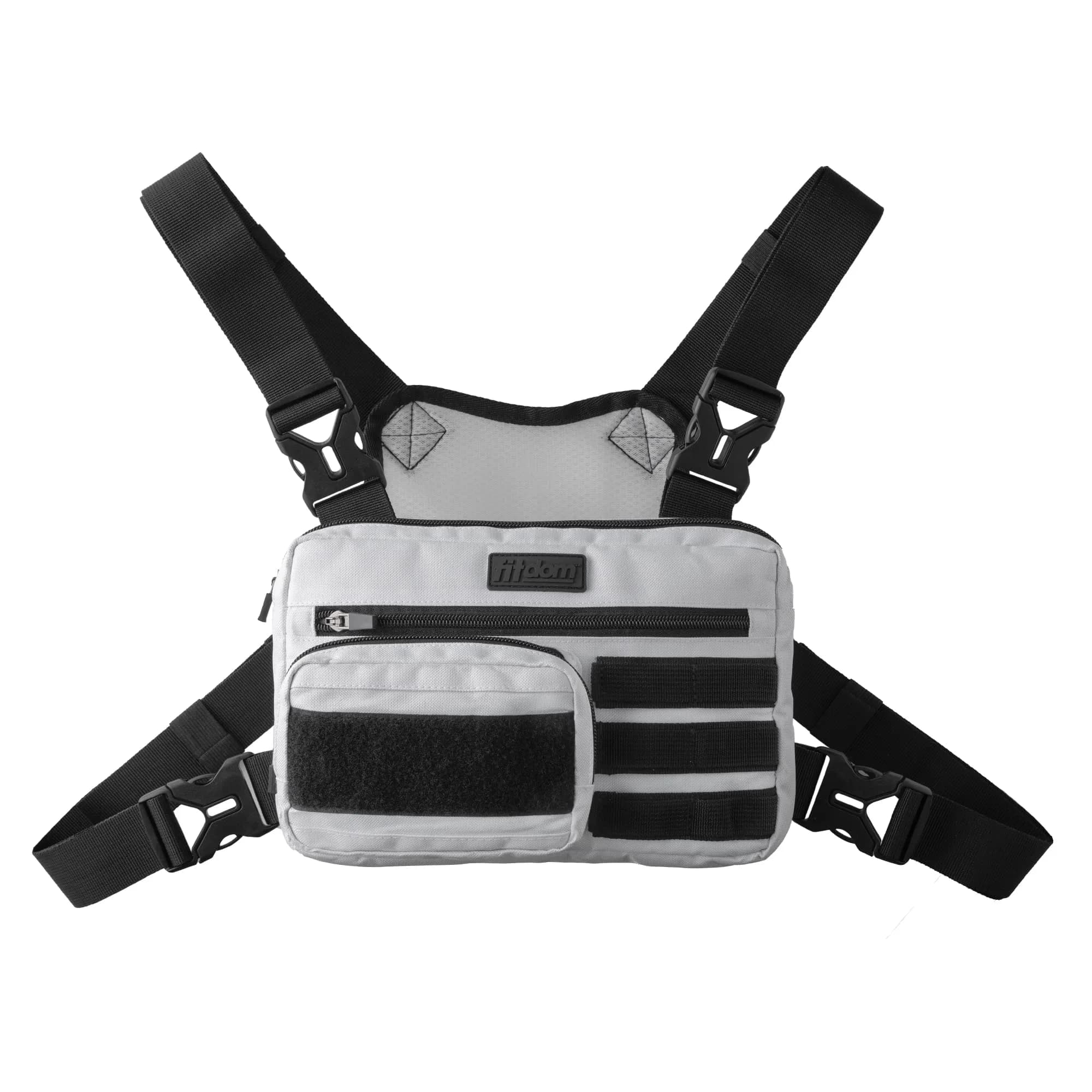 Fitdom Running Chest Pack for Men | Water-Resistant, 4-Strap Stability, Multiple Compartments