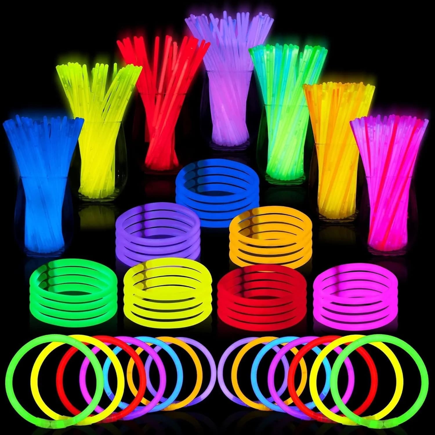 JOYIN 1000 Pcs Glow Sticks Bulk Party Pack | 8-Inch, 7 Colors, 6-Hour Glow, Kid-Safe