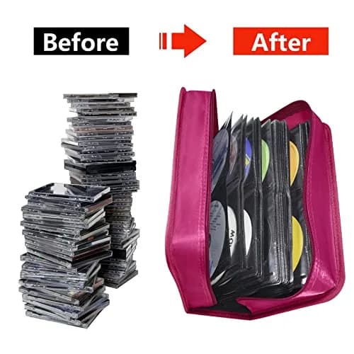 Siveit DVD Case Holder, Rose | 160 Capacity Portable Media Organizer for Home & Travel thumbnail 4