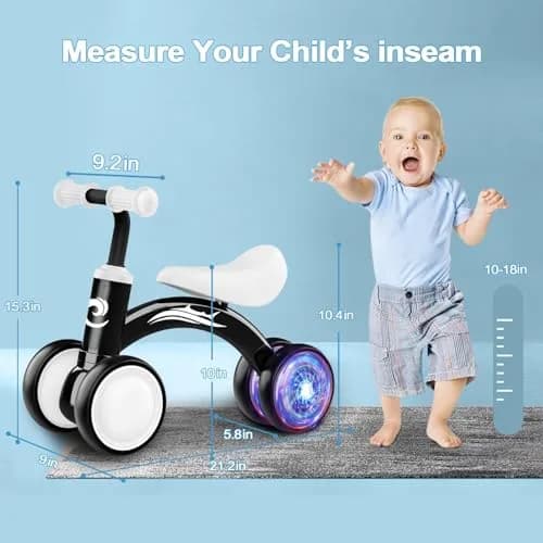 Gamfeiny Colorful Lighting Baby Balance Bike | 10-36 Months Toddler First Riding Toy thumbnail 2