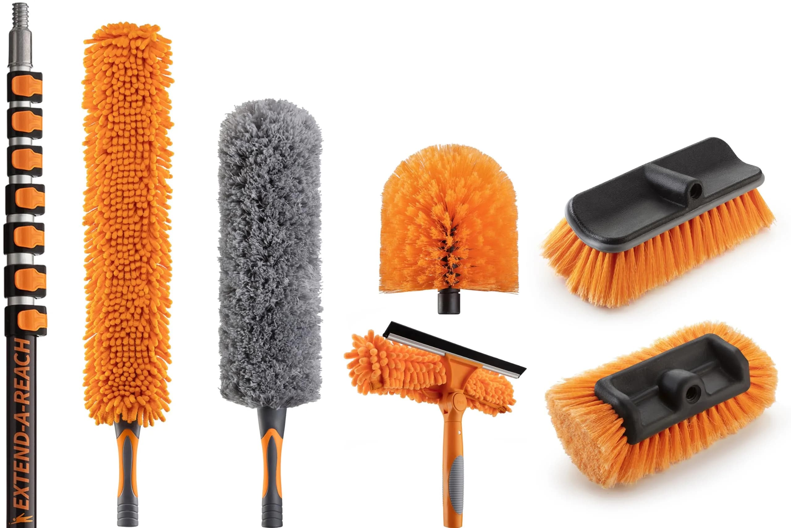 EXTEND-A-REACH 20 Foot High Ceiling Duster Kit with Extension Pole | Extendable Dusting Tool for High Ceilings — Black and Orange