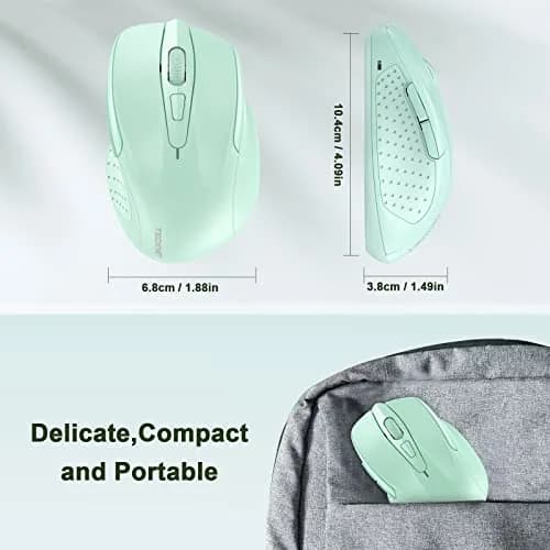 TECKNET Wireless Ergonomic Computer Mouse M003 - Vibrant Green, 2600 DPI for Right-Handed Use thumbnail 4