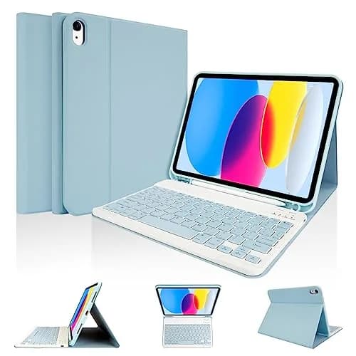 LAMA Magnetic Keyboard Case for iPad (A16) 11th Gen 2025 /10th Gen 2022 | Slim & Light with Pencil Holder, Sky Blue thumbnail 1