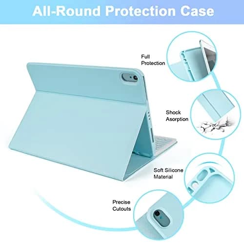 LAMA Magnetic Keyboard Case for iPad (A16) 11th Gen 2025 /10th Gen 2022 | Slim & Light with Pencil Holder, Sky Blue thumbnail 3