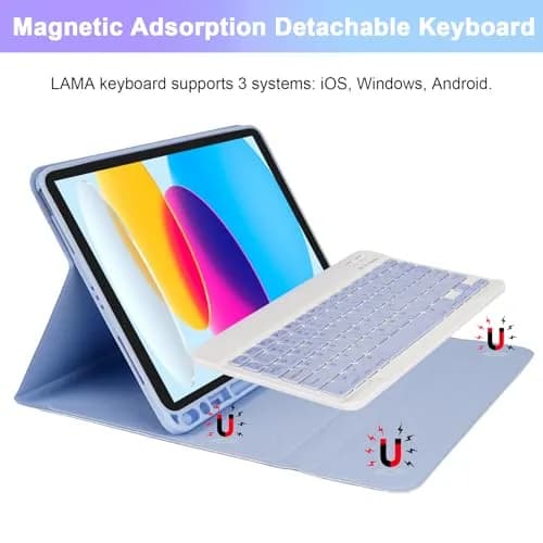 LAMA Keyboard Case for iPad (A16) 11th Gen 2025 /10th Gen 2022 | Magnetic Wireless Keyboard with Pencil Holder thumbnail 3