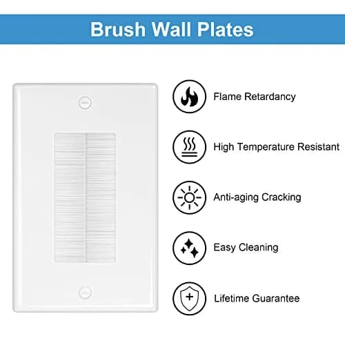 iwillink Brush Wall Plate 10 Pack White Single Gang | Professional Cable Management for Home Theater thumbnail 5