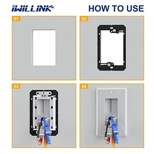 iwillink Brush Wall Plate 10 Pack White Single Gang | Professional Cable Management for Home Theater thumbnail 6